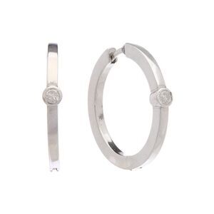 Meshmerise 18K Over Silver 0.12 Ct. Tw. Diamond Hoops, White